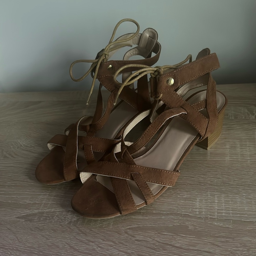 Women's Brown Strappy Heel Sandals